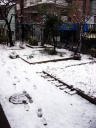 みらい館大明の庭の雪　　2月7日午前10時